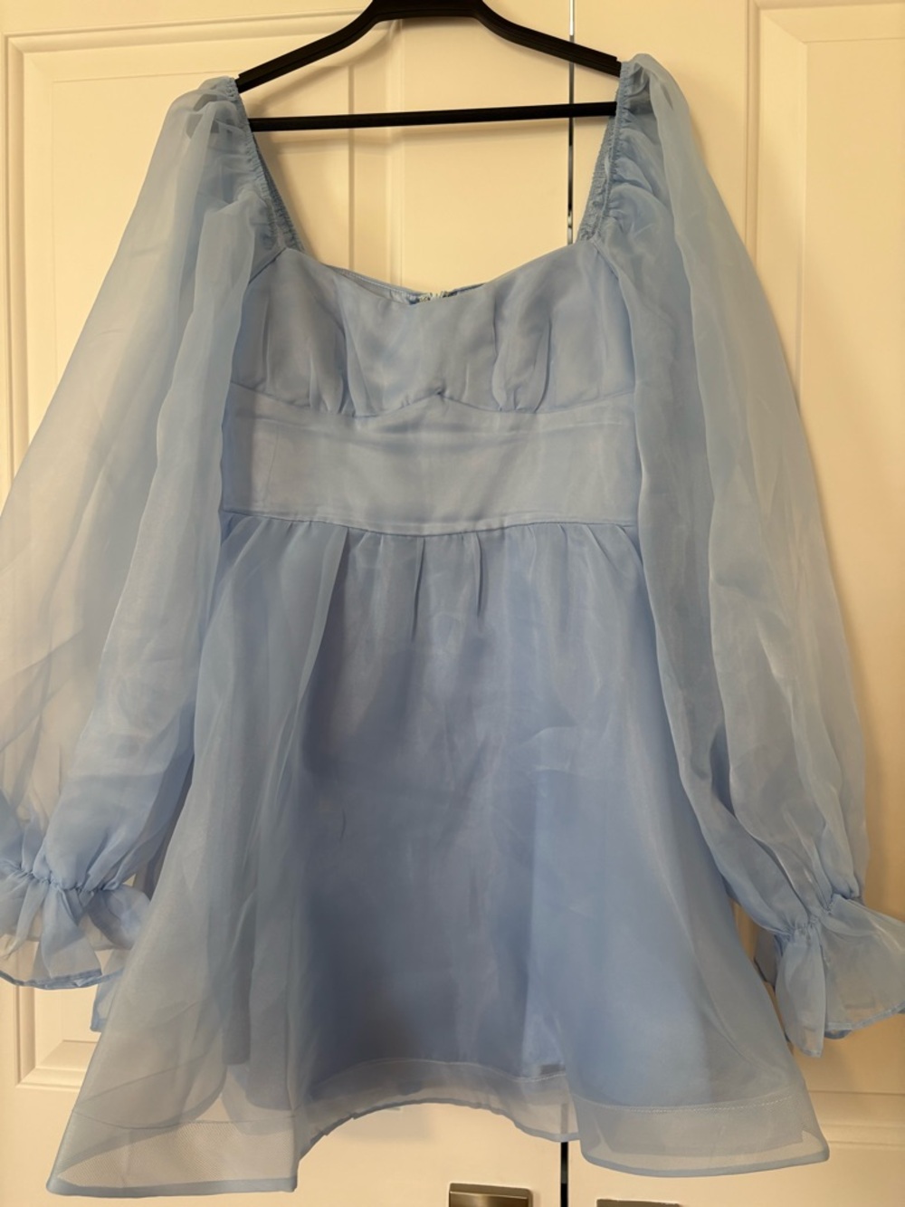 Long Sleeve Mini Dress Blue Spring / Summer Baby or Wedding Shower Homecoming - Picture 3 of 5